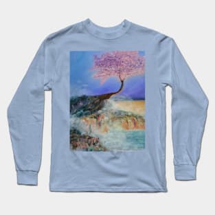 Cherry Blossoms and the edge of the world Long Sleeve T-Shirt